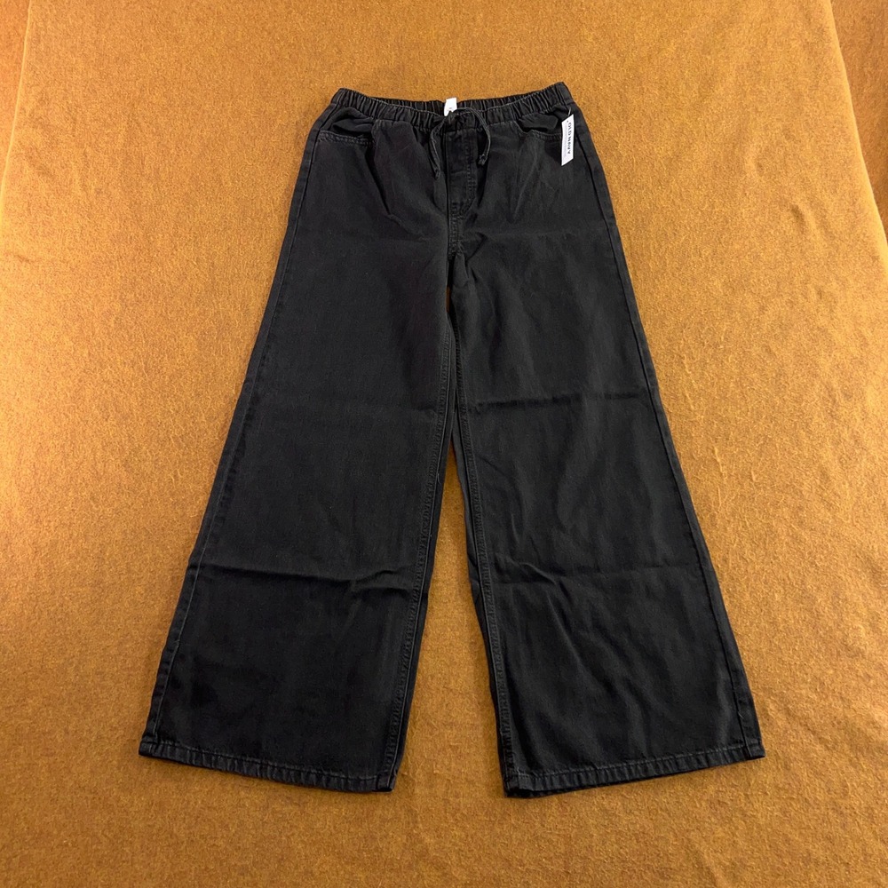 Old Navy Girls XL (14-16) Black Mid-Rise Super Baggy Wide Leg Jeans NWT